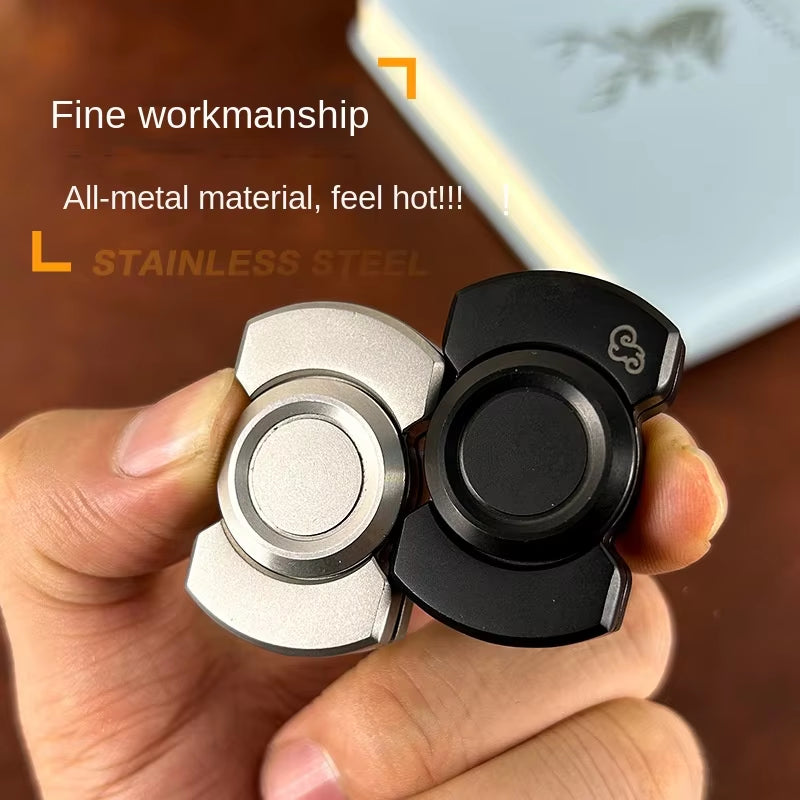 Stainless Steels 3 in 1 Fidget Spinner and Slider Combo with Click Button Metal Toy for Adult Stress Relief