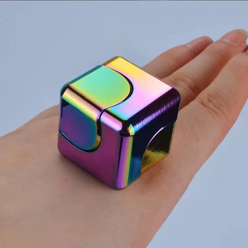 Square Magic Dice Metal Rotate Cube Fidget Spinner Gifts for Adults and Kids ADHD Anxiety Reliever Cool EDC Gadgets