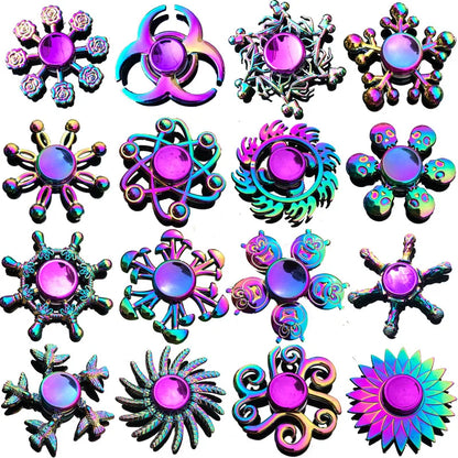 28 Styles Fidget Decompression Toy Spinner Finger Spinner Metal Rainbow Color Alloy Metal Anti-Anxiety Toy for Kids Adults Gifts